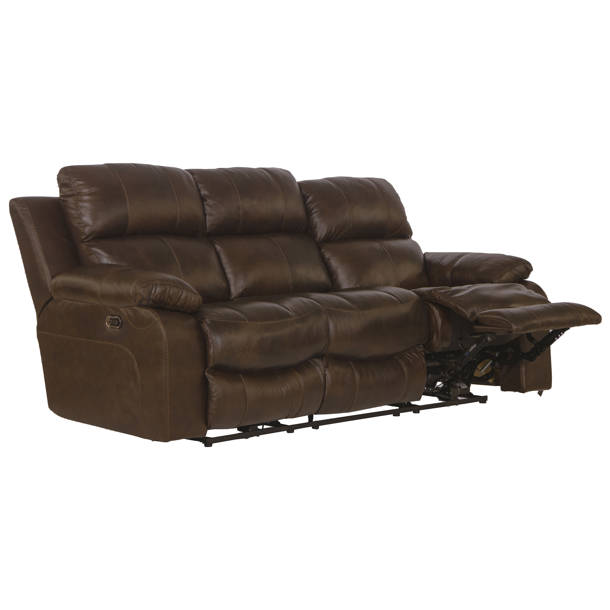 Lark Manor Akylah 90" Leather Match Pillow Top Arm Reclining Sofa